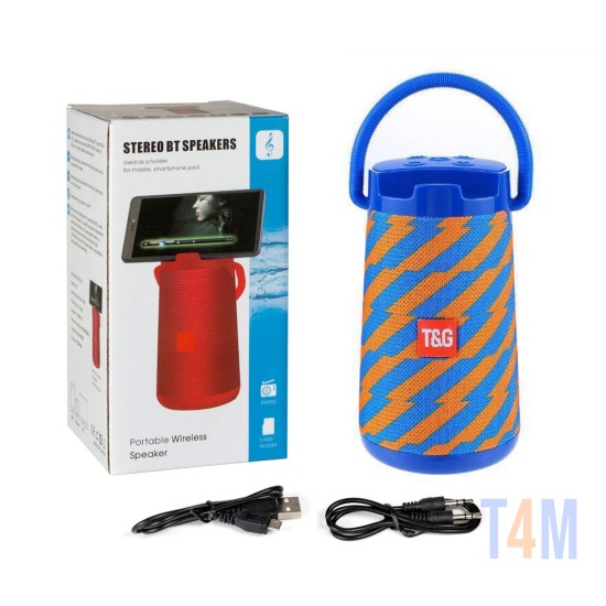 T&G WATERPROOF WIRELESS BLUETOOTH SPEAKER TG-138 FM/TF/AUX/USB/HANDS-FREE ORANGE BLUE